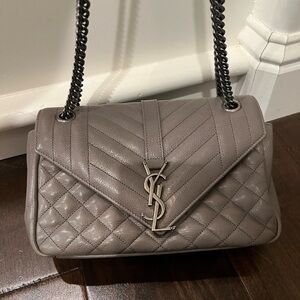 Small YSL Envelope Triquilt Shoulder Bag in Grained Leather